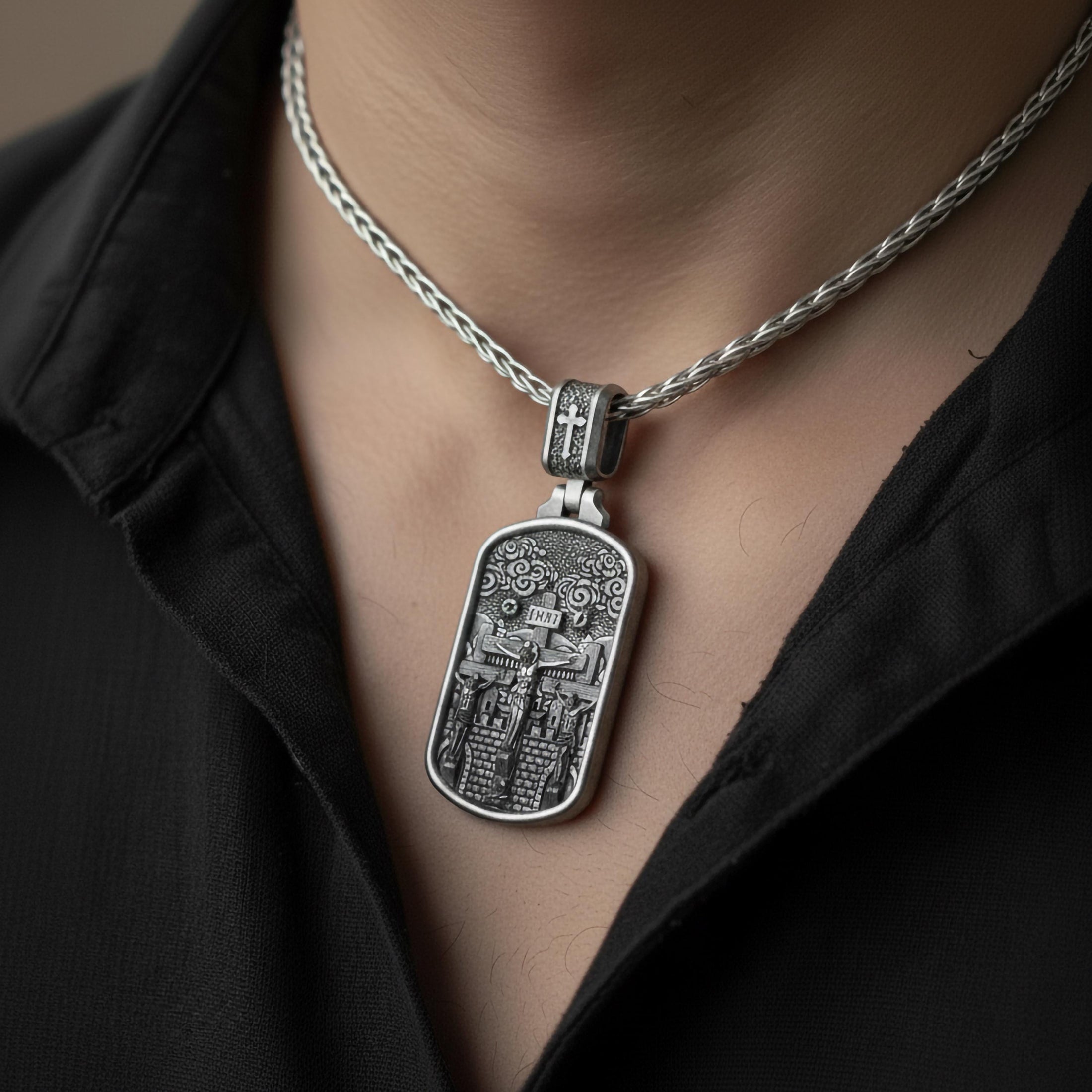 Crucifixion Pendant – 925 Sterling Silver Jesus on Cross Necklace, Christian Symbol of Faith and Redemption