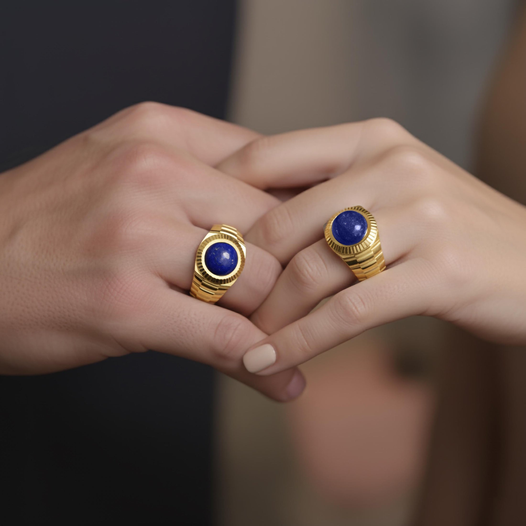 Black Onyx Ribbed Ring – Lapis Lazuli & Tiger's Eye – 925 Sterling Silver Vintage Men’s Signet, Handcrafted Gothic Jewelry Gift