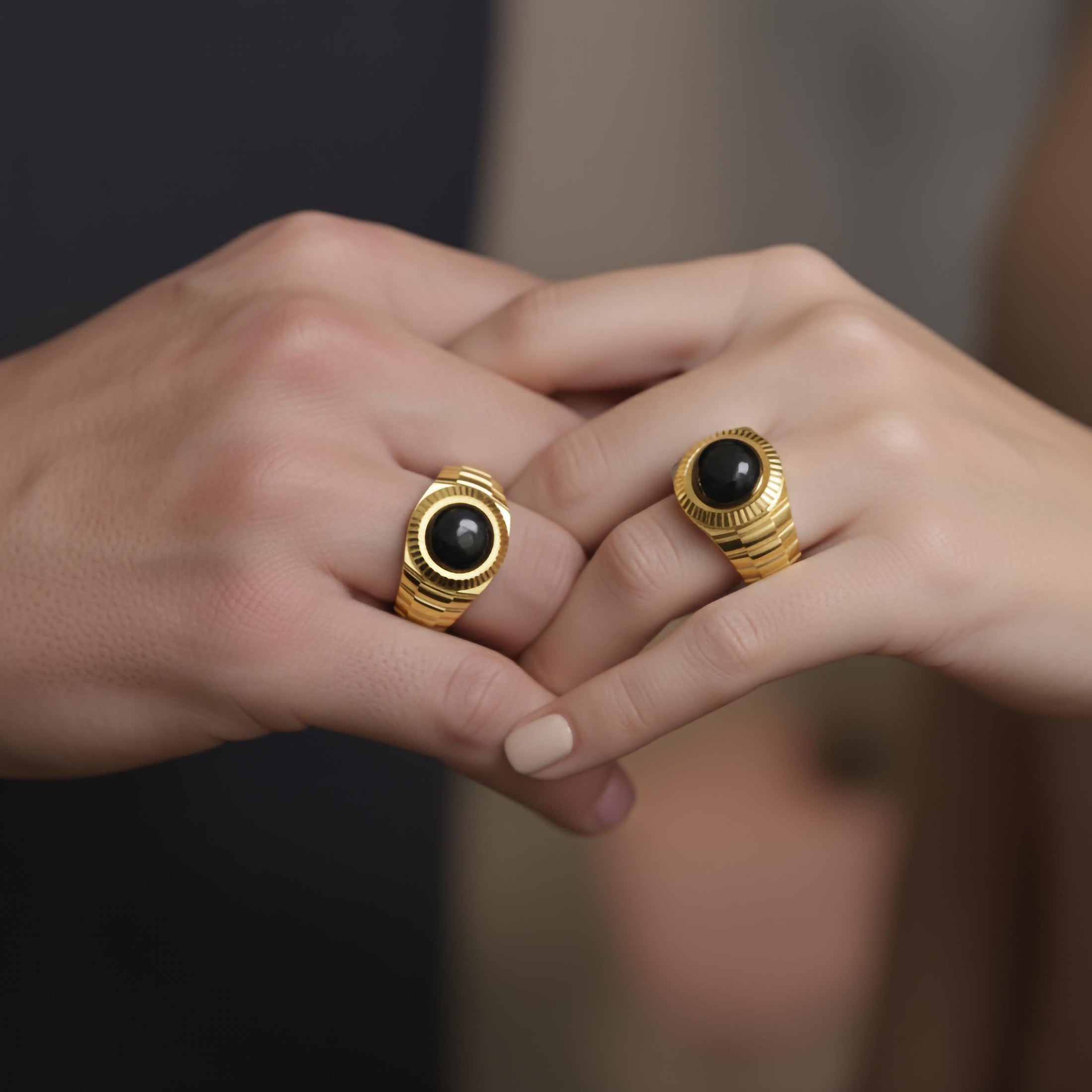 Black Onyx Ribbed Ring – Lapis Lazuli & Tiger's Eye – 925 Sterling Silver Vintage Men’s Signet, Handcrafted Gothic Jewelry Gift