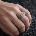 Bild in Galerie-Betrachter laden, Geometric Six-Stone Ring – 925 Sterling Silver, Modern Square Cut Signet, Unisex Minimalist Jewelry

