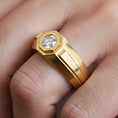 Bild in Galerie-Betrachter laden, Hexagonal Single-Stone Signet Ring – 925 Silver or Gold, Modern Men’s Geometric Ring, Minimalist Statement Jewelry
