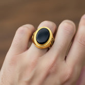 Religious Gemstone Cross Ring – 925 Sterling Silver Men’s Ring with Onyx, Tiger’s Eye, Green Onyx & Red Garnet