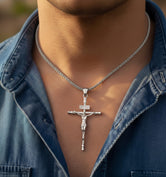 Crucifix Jesus Pendant – 925 Sterling Silver Cross Necklace for Men, Christian Faith Jewelry, Catholic Gift