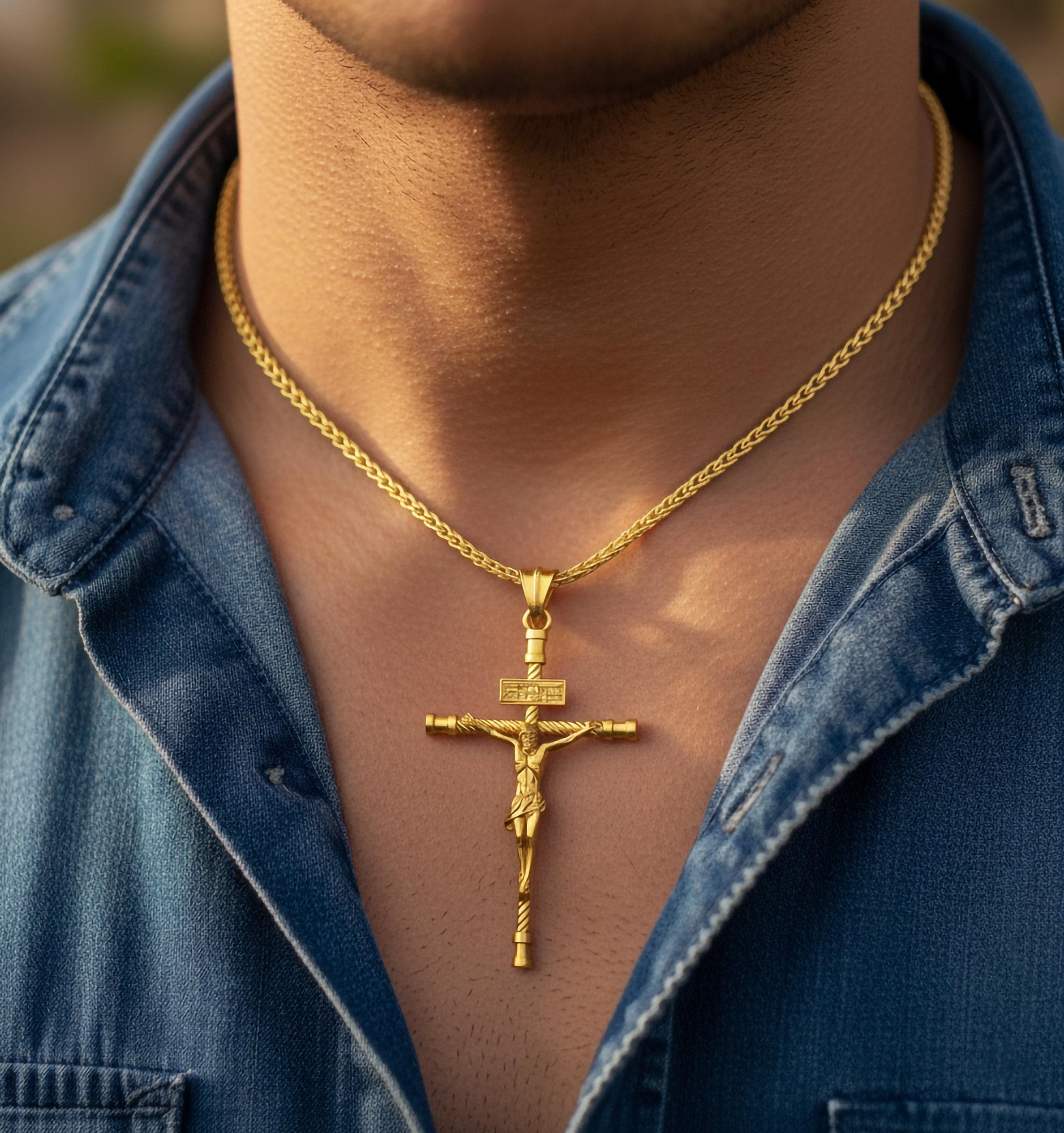 Crucifix Jesus Pendant – 925 Sterling Silver Cross Necklace for Men, Christian Faith Jewelry, Catholic Gift