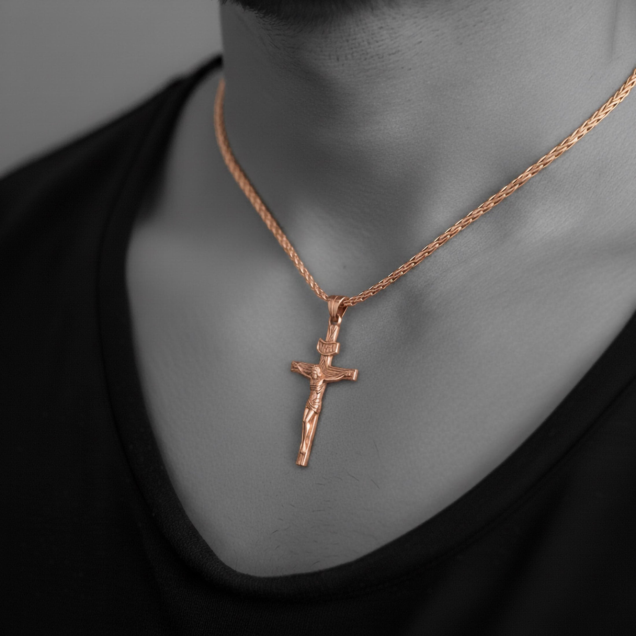 Crucifix Jesus Pendant – 925 Sterling Silver Cross Necklace, INRI Christian Jewelry, Catholic Faith Gift for Men