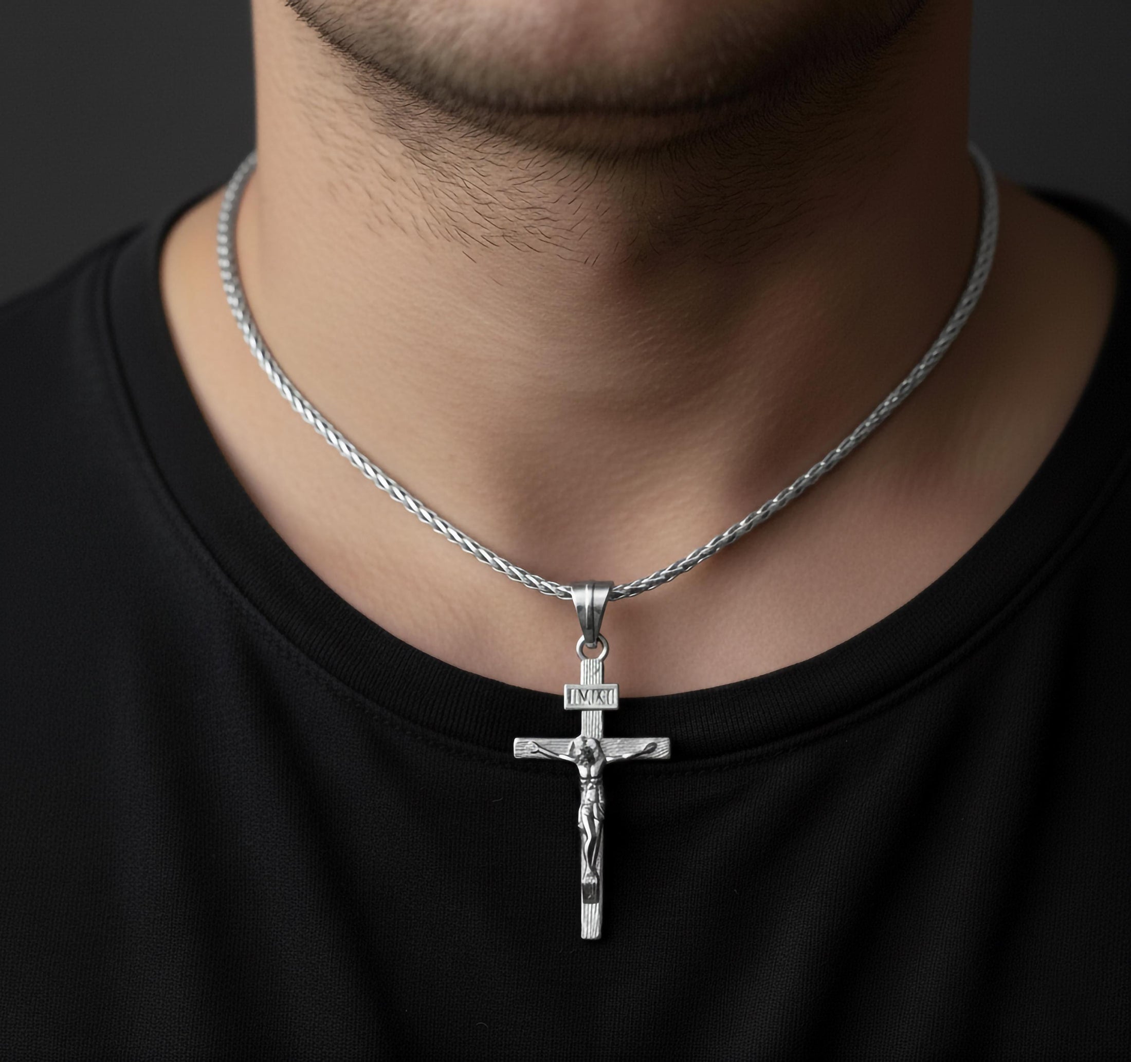 INRI Crucifix Pendant – 925 Sterling Silver Jesus Cross Necklace, Catholic Faith Jewelry for Men & Women