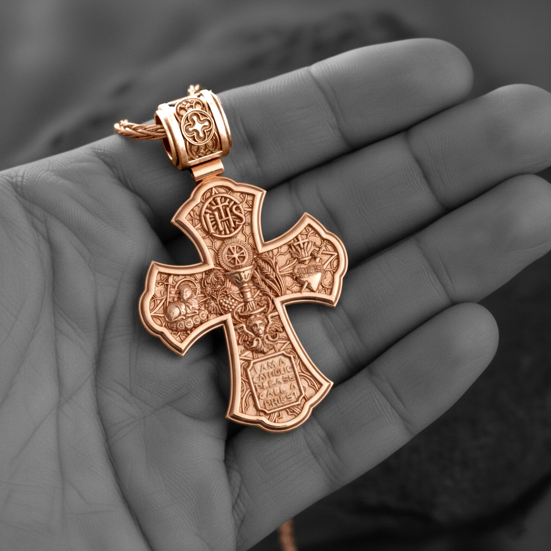 Holy Trinity Cross Pendant – 925 Sterling Silver Jesus and Virgin Mary Necklace, Catholic Devotional Jewelry