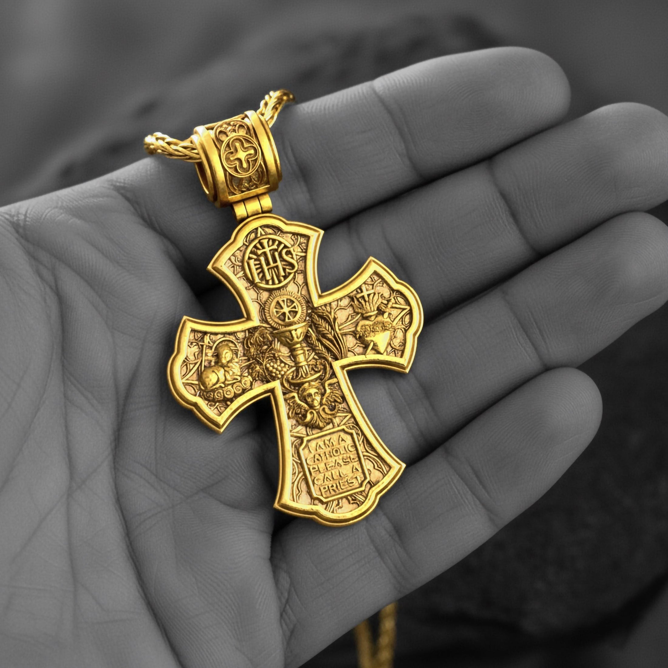 Holy Trinity Cross Pendant – 925 Sterling Silver Jesus and Virgin Mary Necklace, Catholic Devotional Jewelry