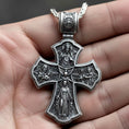 Load image into Gallery viewer, Holy Trinity Cross Pendant – 925 Sterling Silver Jesus and Virgin Mary Necklace, Catholic Devotional Jewelry
