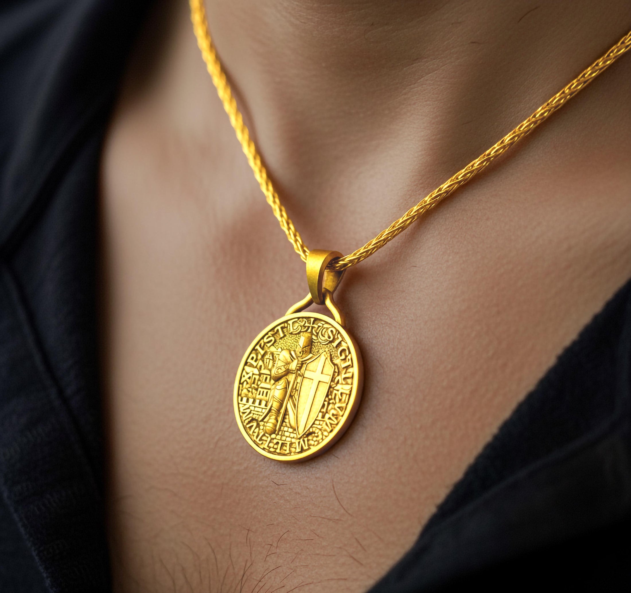 Templar Knight Pendant – 925 Silver Crusader Shield Necklace, Medieval Christian Warrior Jewelry for Men