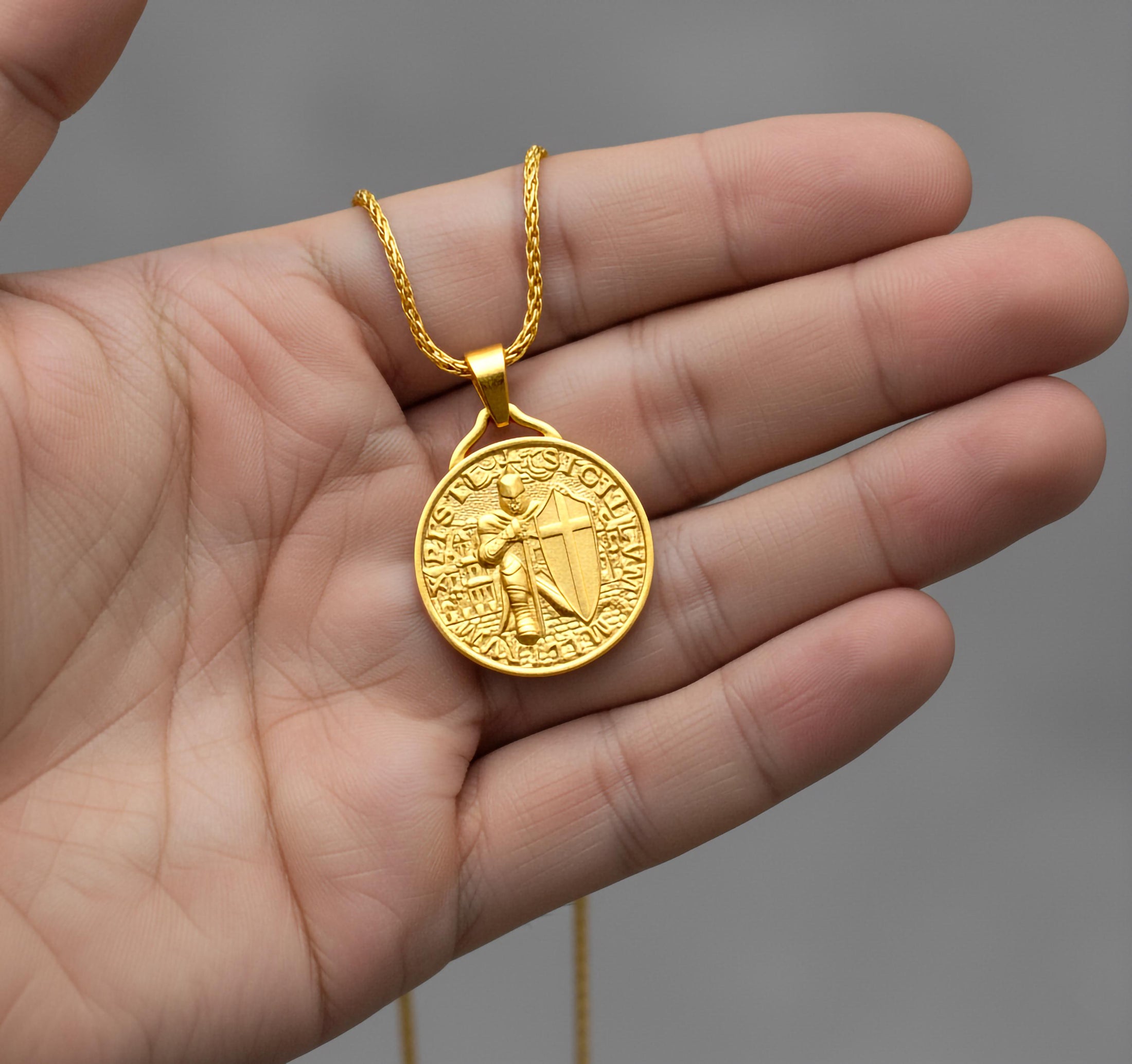 Templar Knight Pendant – 925 Silver Crusader Shield Necklace, Medieval Christian Warrior Jewelry for Men