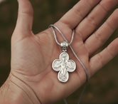 Saint Michael Cross Pendant – 925 Silver Archangel Protection Necklace, Orthodox Christian Jewelry for Men