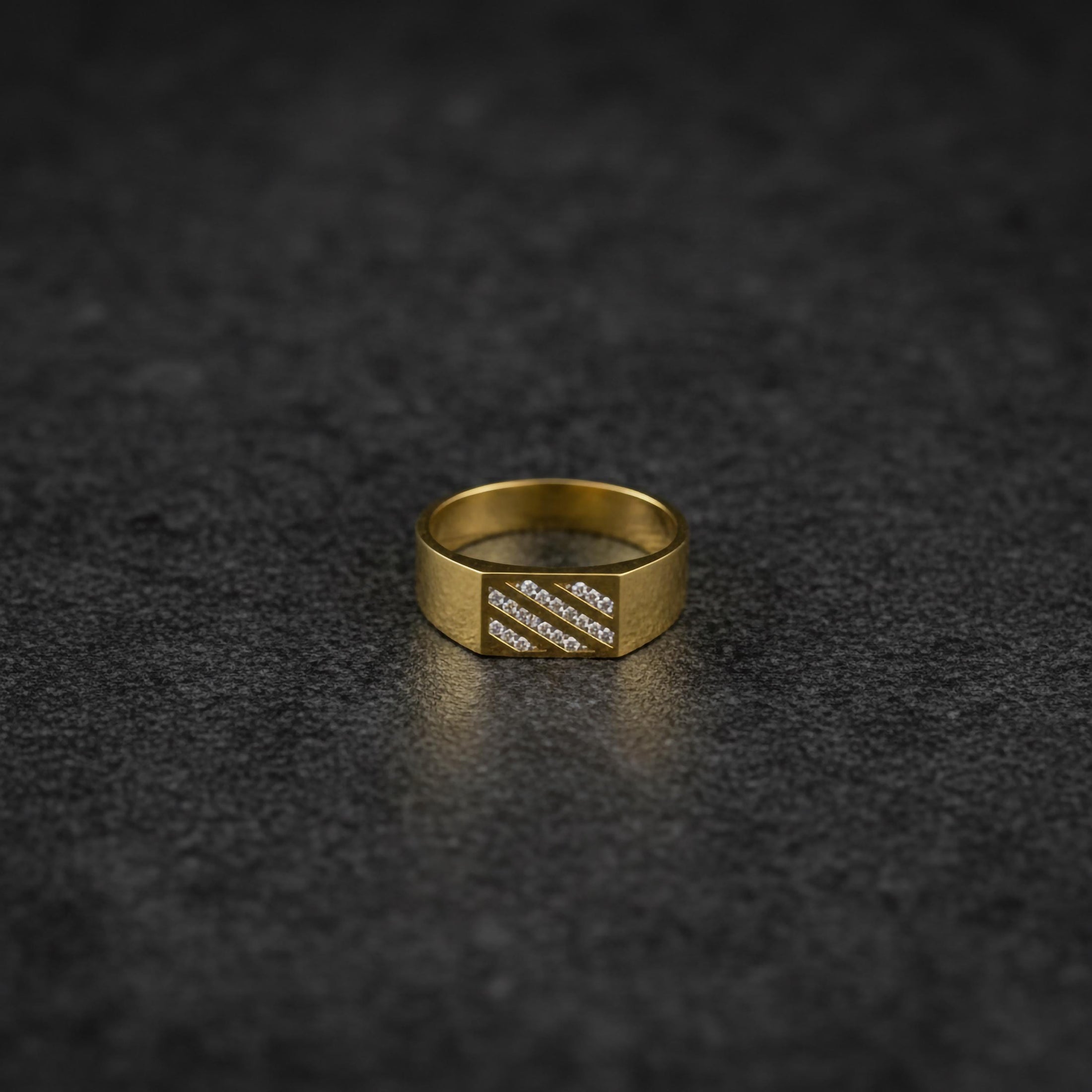 Modern Diamond Band Ring – 925 Silver, Gold & Rose Gold Mens Ring, Minimalist Pavé Diagonal Design