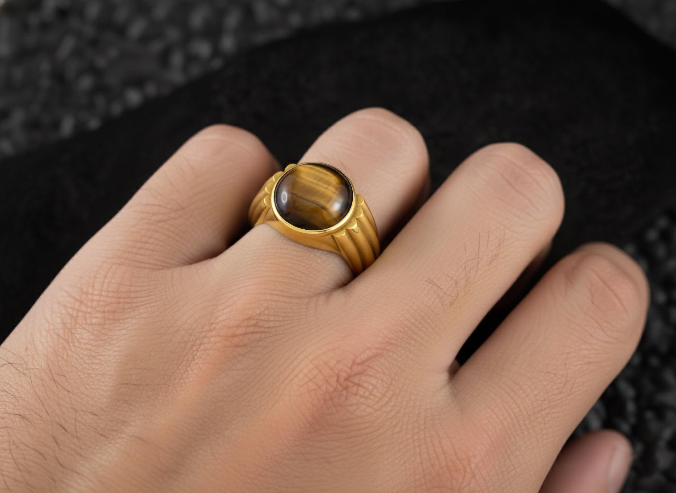 Vintage Gemstone Ring – 925 Silver Onyx, Tiger’s Eye & Lapis Lazuli Signet Ring, Bold Handmade Men’s Jewelry