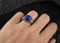 Load image into Gallery viewer, Vintage Gemstone Ring – 925 Silver Onyx, Tiger’s Eye & Lapis Lazuli Signet Ring, Bold Handmade Men’s Jewelry
