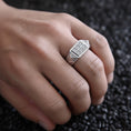 Bild in Galerie-Betrachter laden, Geometric Six-Stone Ring – 925 Sterling Silver, Modern Square Cut Signet, Unisex Minimalist Jewelry
