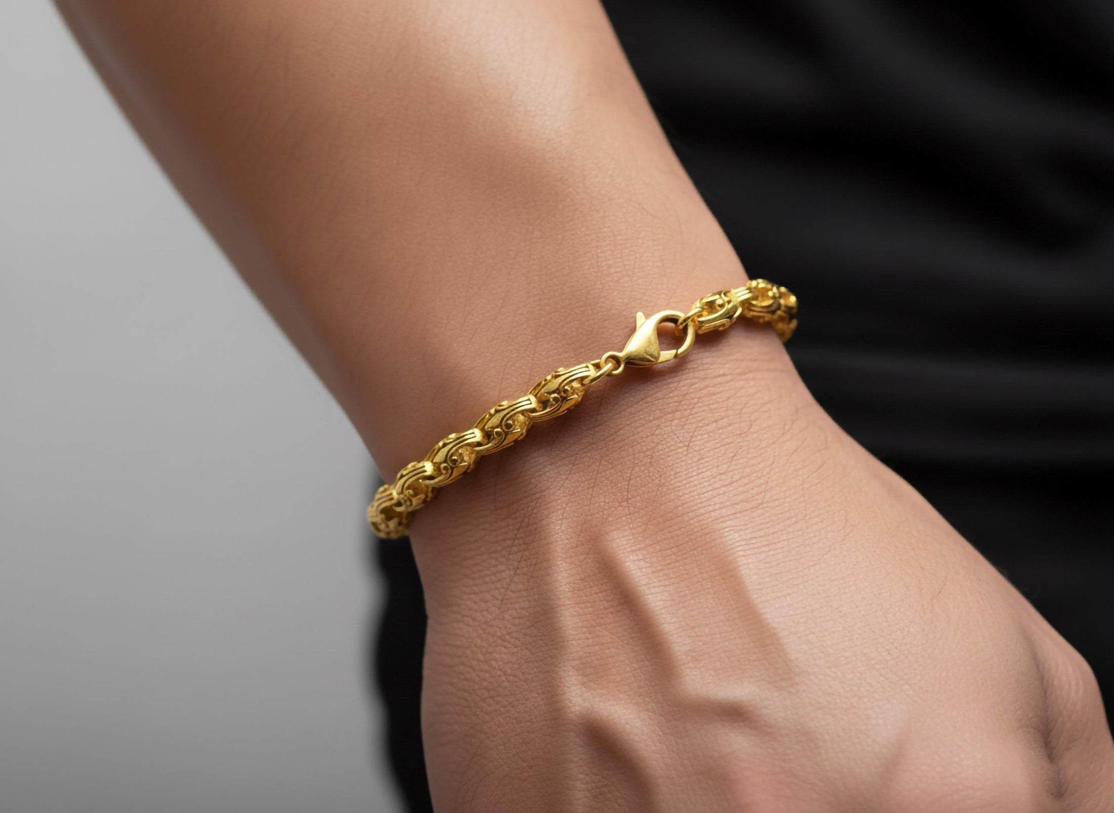 Silver Scroll Link Bracelet, Heavy Byzantine Jewelry Gift