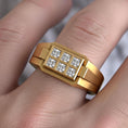 Bild in Galerie-Betrachter laden, Six-Stone Grid Signet Ring – Solid Gold or 925 Silver, Men’s Modern Geometric Ring, Luxury Statement Jewelry
