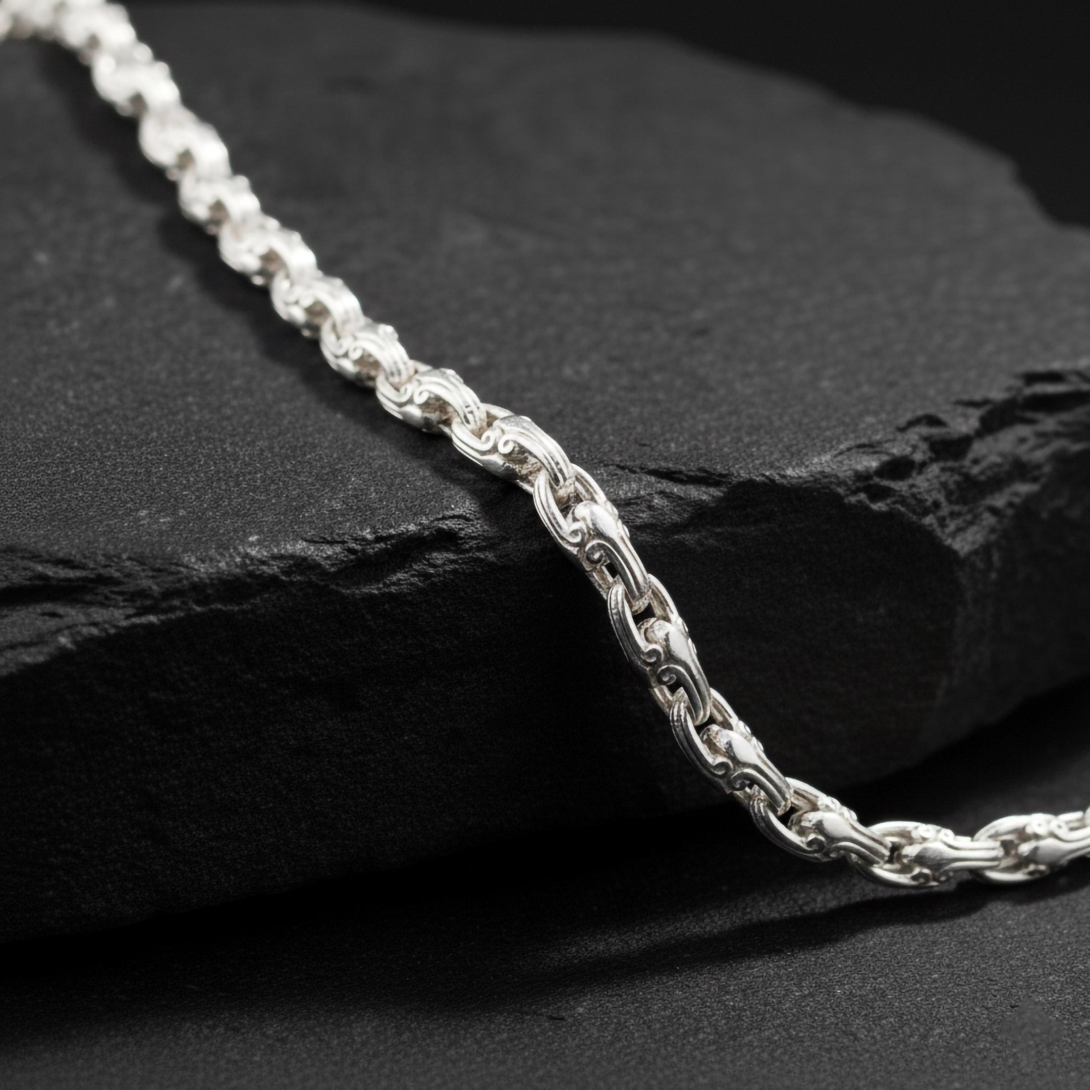 Silver Scroll Link Bracelet, Heavy Byzantine Jewelry Gift