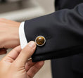 Bild in Galerie-Betrachter laden, Onyx, Lapis & Tiger’s Eye Cufflinks – 925 Silver or Gold Plated Men’s, Luxury Gemstone Pair Gift for Him
