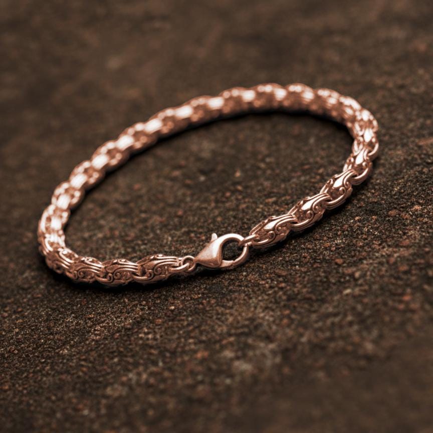 Silver Scroll Link Bracelet, Heavy Byzantine Jewelry Gift