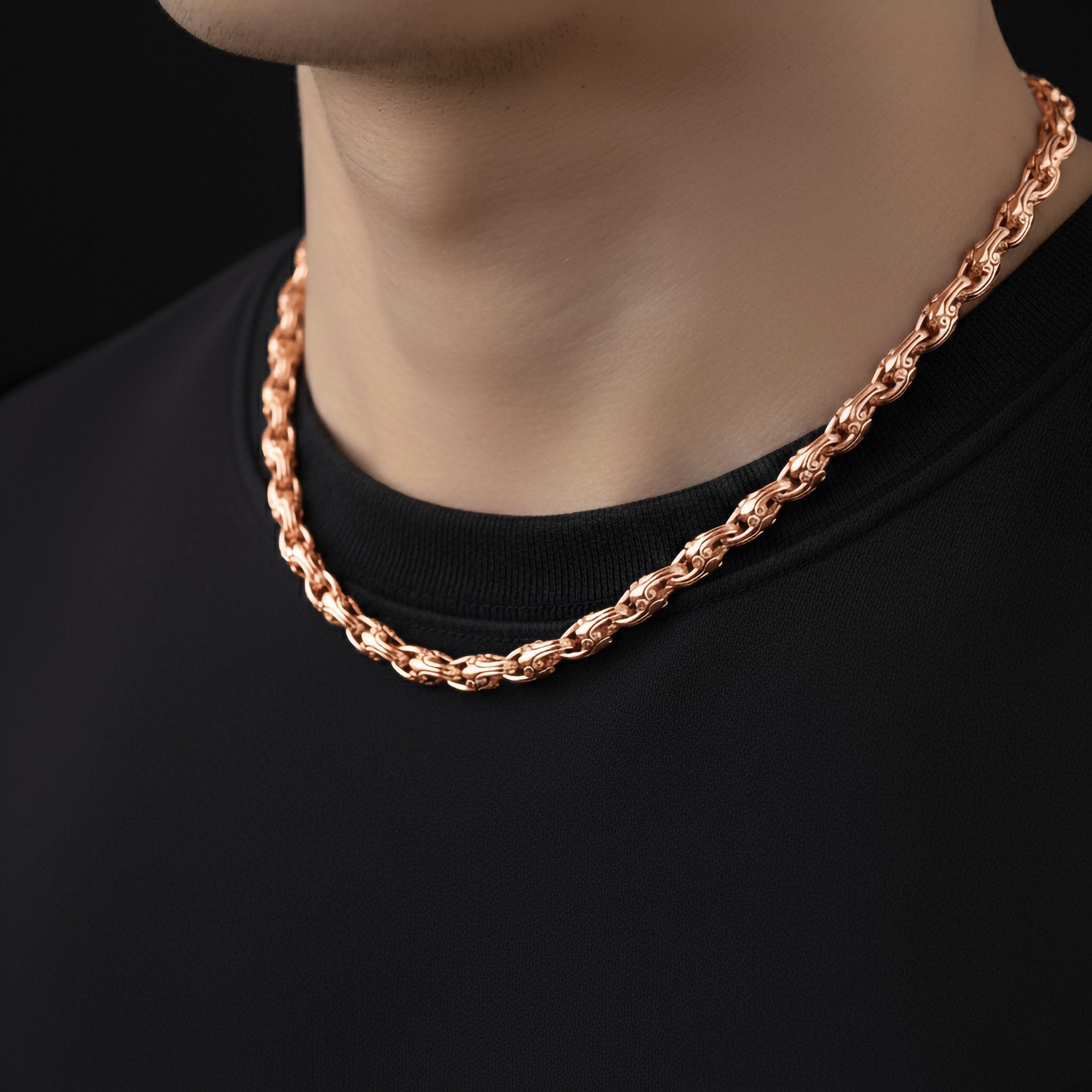 Geometric Scroll Chain – Sterling Silver Fluid Link Men's Necklace