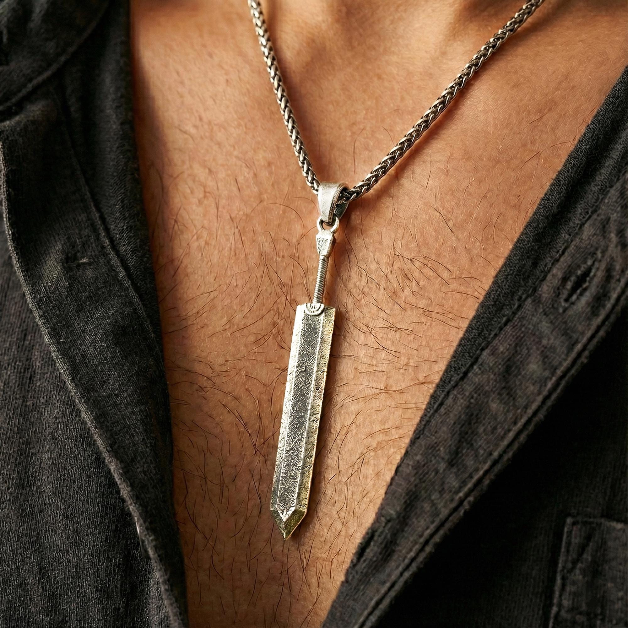 Berserk Guts Inspired Dragonslayer Sword Pendant – Sterling Silver Anime Necklace