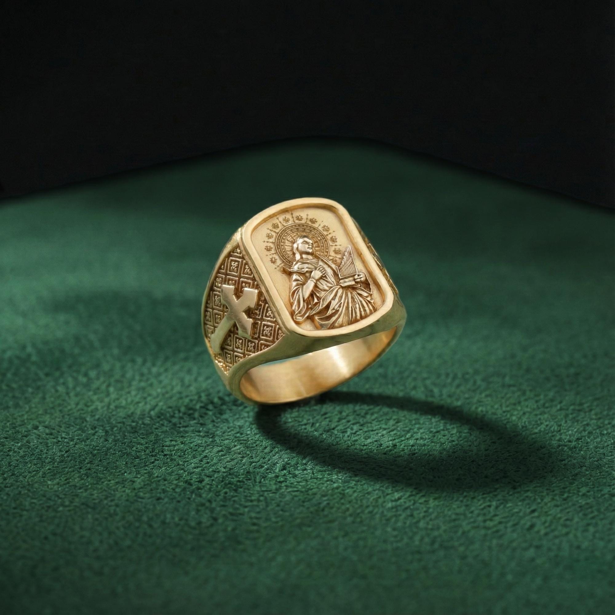 Saint Cecilia Ring – Sterling Silver Catholic Patron Saint of Music Signet