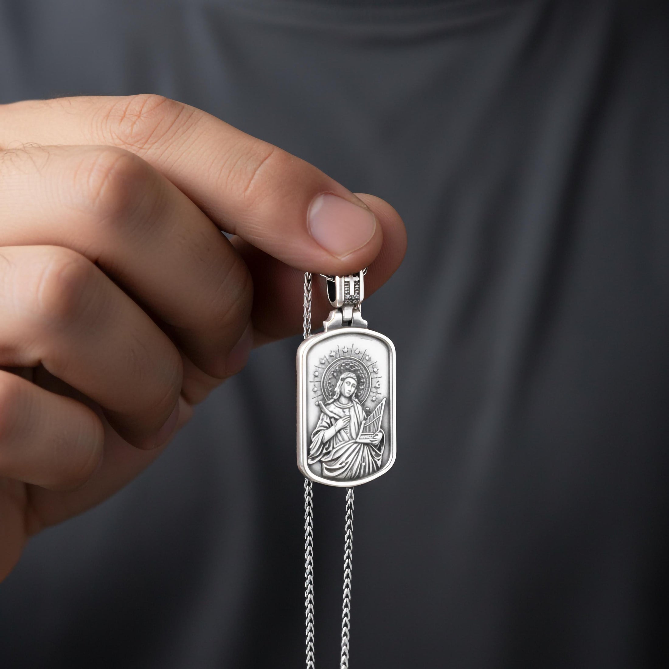 Virgin Mary and Baby Jesus Necklace Holy Mother Medallion Miraculous Virgin Mary Pendant Baby Jesus Pendant, Christian Men Religious Jewelry