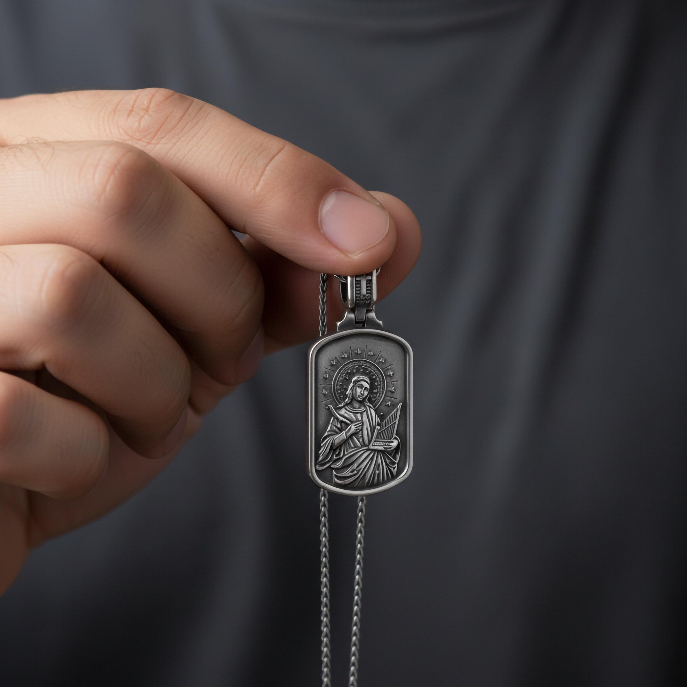 Virgin Mary and Baby Jesus Necklace Holy Mother Medallion Miraculous Virgin Mary Pendant Baby Jesus Pendant, Christian Men Religious Jewelry