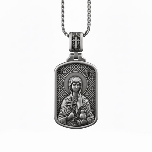 Saint Anastasia Pendant – Sterling Silver Orthodox Icon of St. Anastasia the Healer Necklace