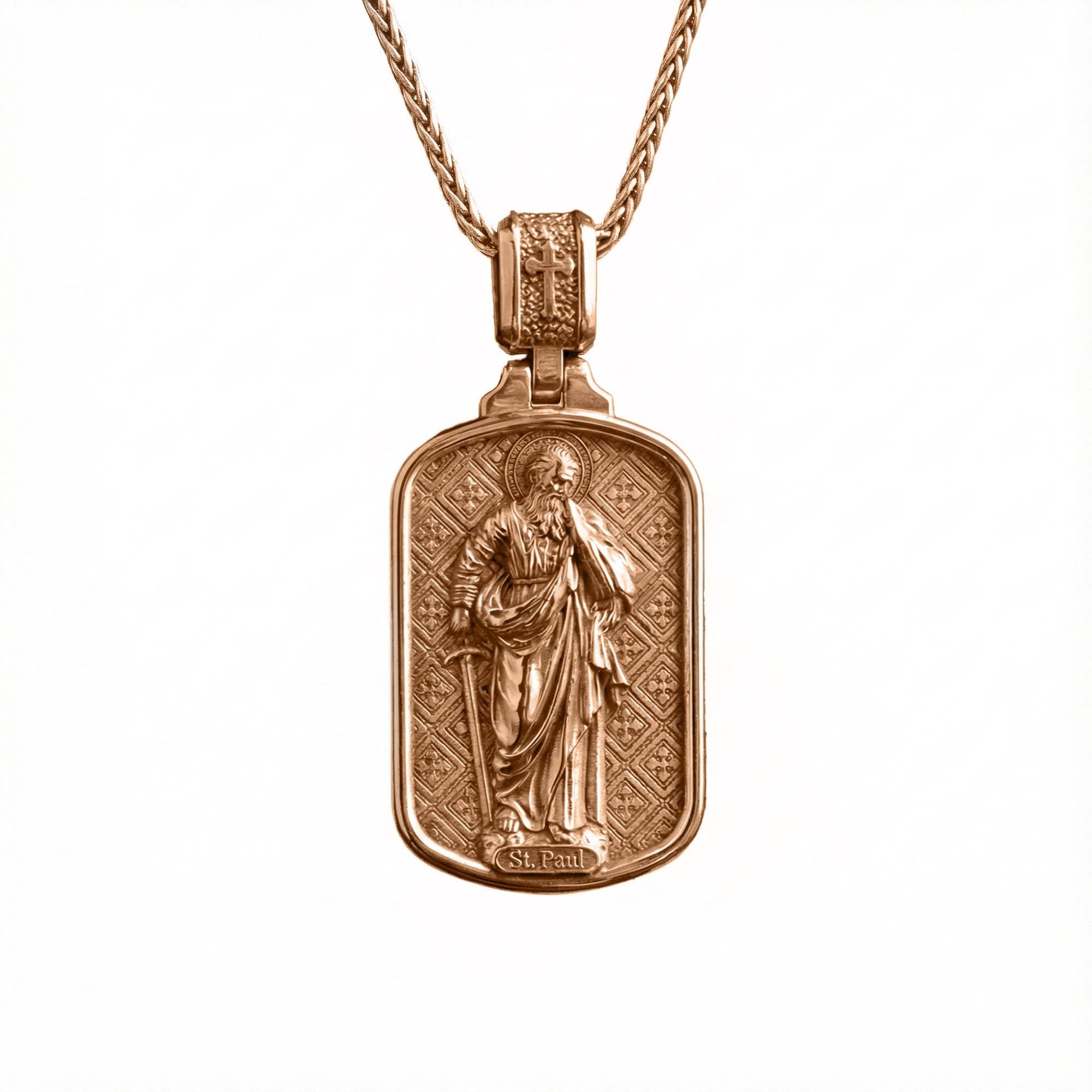 Saint Paul Pendant – Sterling Silver Dog Tag Style Engravable Christian Necklace