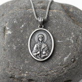 Oval Saint Anastasia Pendant – Sterling Silver Engravable Orthodox Christian Medal