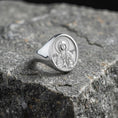 Load image into Gallery viewer, Saint Anastasia Signet Ring – Patron Saint of Healers & Prisoners Gift – Oxidized Silver, Gold Plated
