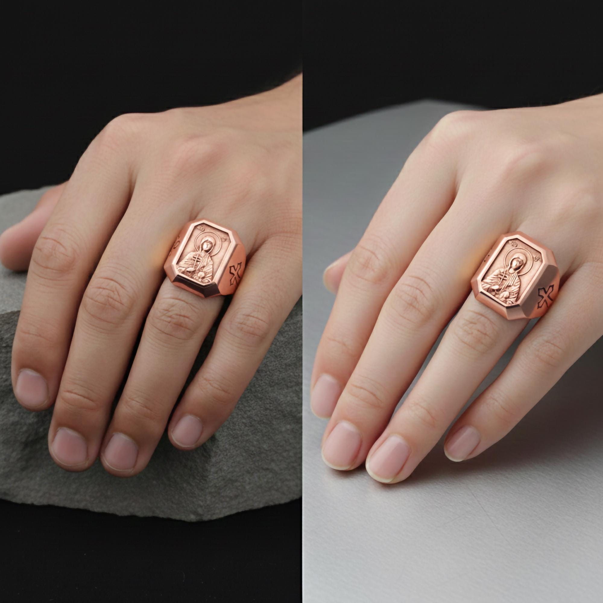 Orthodox Saint Anastasia Ring, Great Martyr Anastasia Signet Ring, Christian Men's Statement Jewelry, Unique Faith Gift