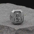 Load image into Gallery viewer, Orthodox Saint Anastasia Ring, Great Martyr Anastasia Signet Ring, Christian Men's Statement Jewelry, Unique Faith Gift
