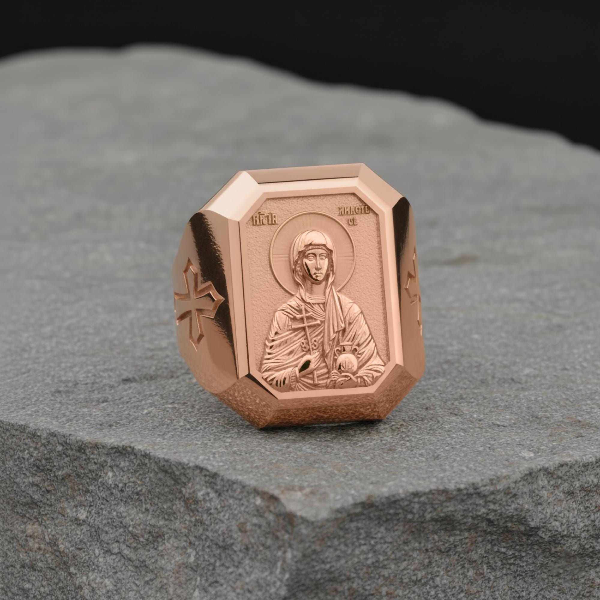 Orthodox Saint Anastasia Ring, Great Martyr Anastasia Signet Ring, Christian Men's Statement Jewelry, Unique Faith Gift