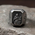 Load image into Gallery viewer, Saint Cecilia Ring – Sterling Silver Christian Signet of the Patron Saint of Music
