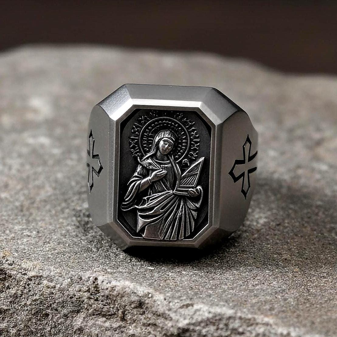 Saint Cecilia Ring – Sterling Silver Christian Signet of the Patron Saint of Music