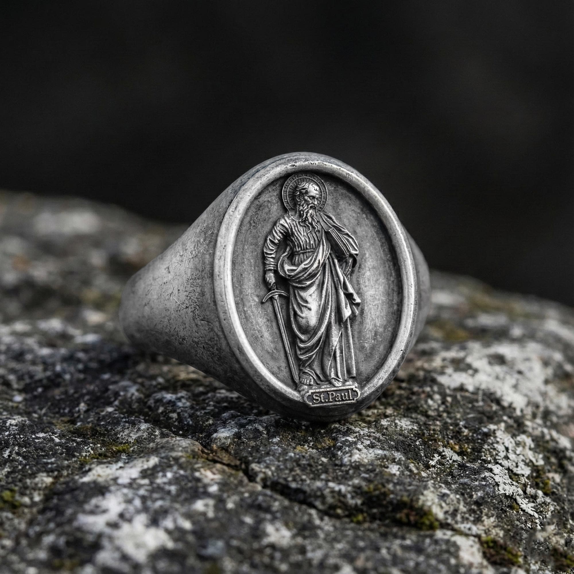 Saint Paul Ring – Sterling Silver Christian Signet Featuring Apostle Paul Icon