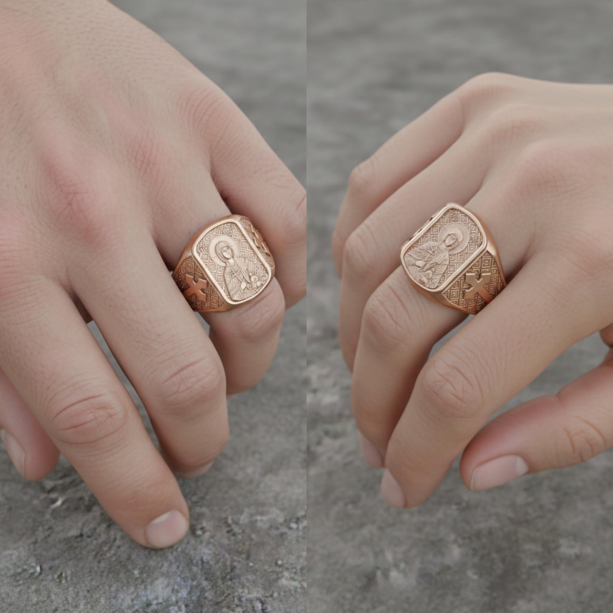 Saint Anastasia Ring – Sterling Silver Orthodox Icon Signet of St. Anastasia the Healer