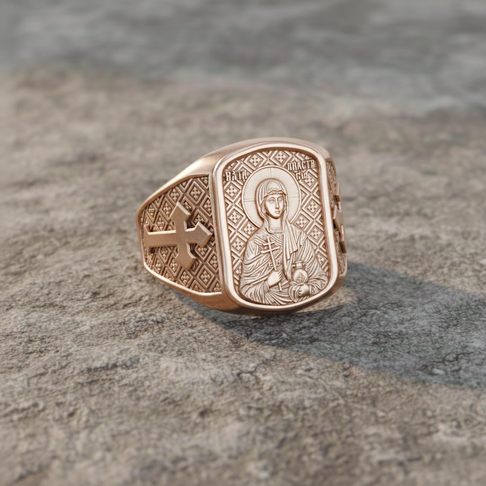 Saint Anastasia Ring – Sterling Silver Orthodox Icon Signet of St. Anastasia the Healer