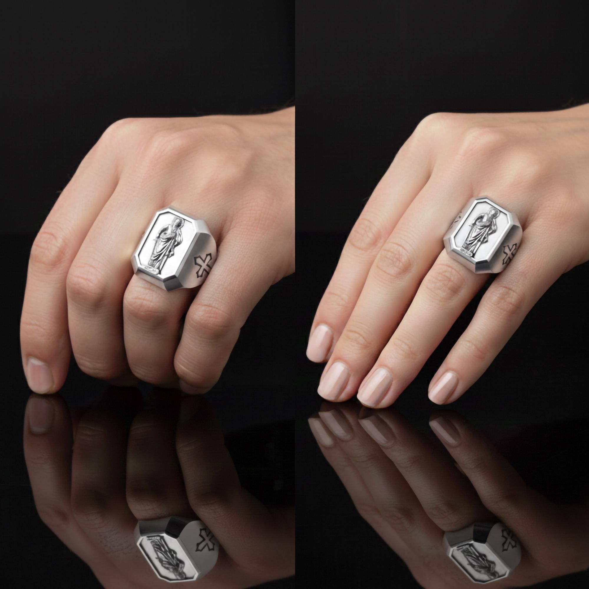 Saint Paul Ring – Sterling Silver Christian Signet Featuring Apostle Paul Icon