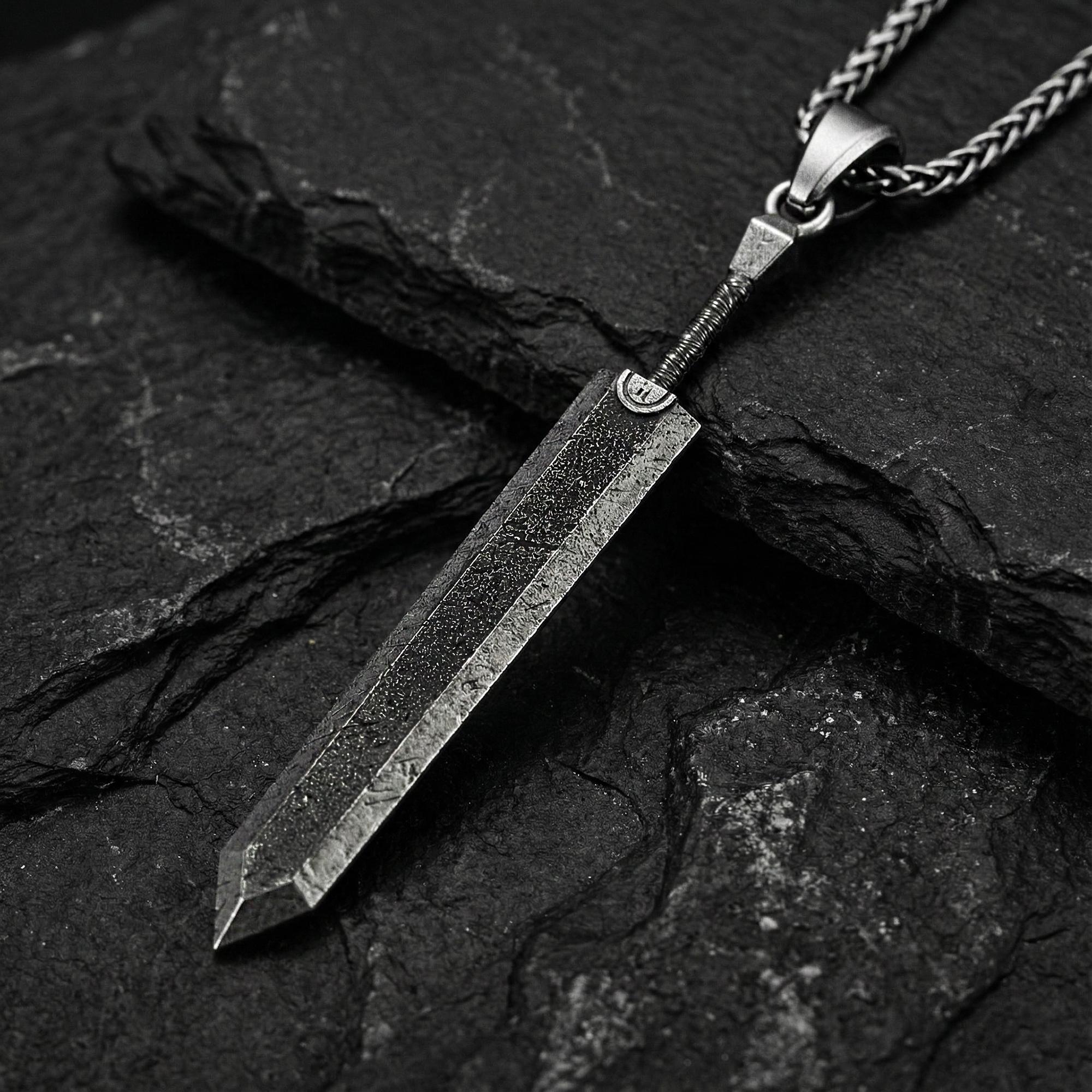 Berserk Guts Inspired Dragonslayer Sword Pendant – Sterling Silver Anime Necklace