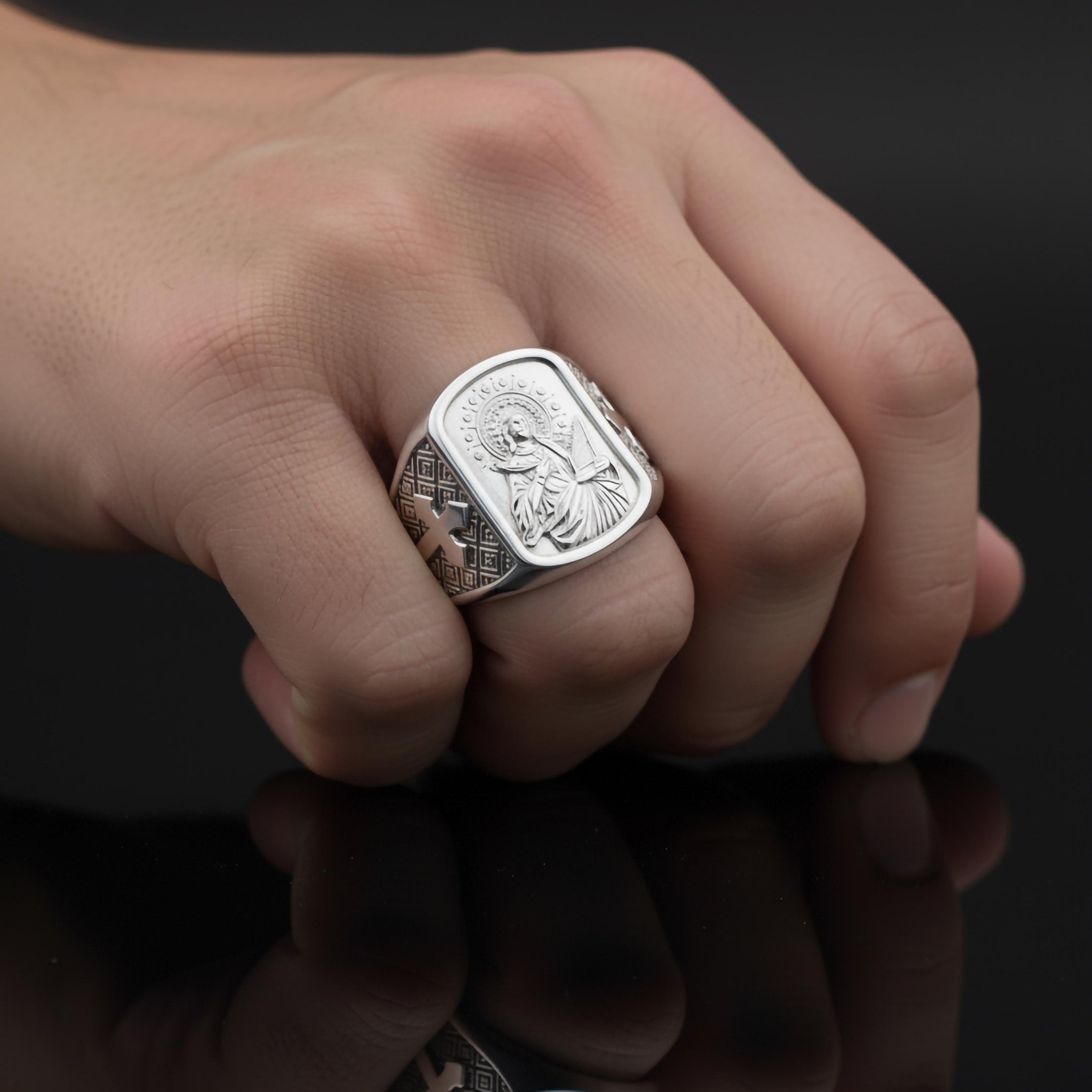 Saint Cecilia Ring – Sterling Silver Catholic Patron Saint of Music Signet