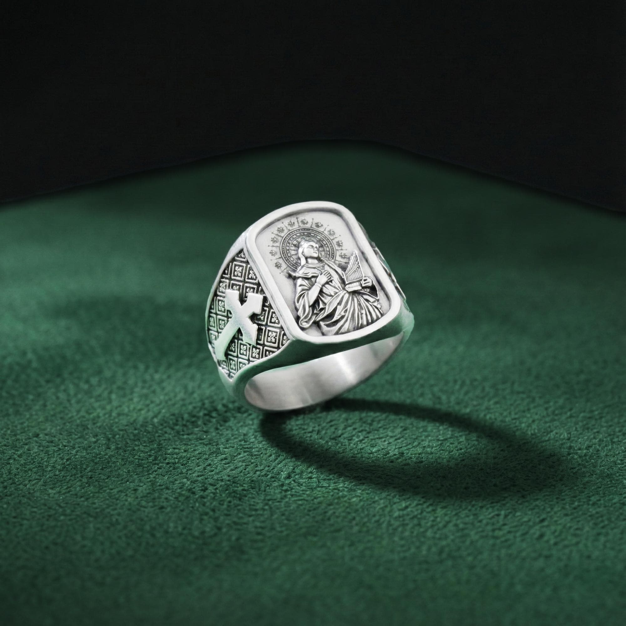 Saint Cecilia Ring – Sterling Silver Catholic Patron Saint of Music Signet