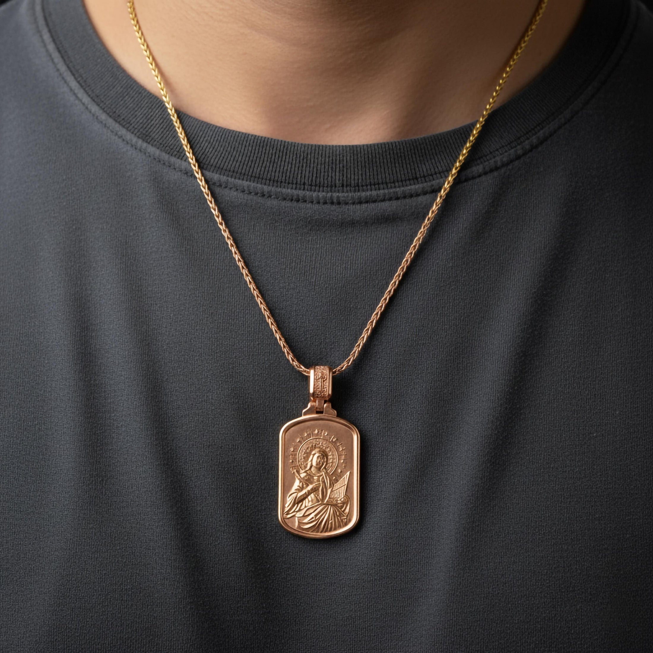 Virgin Mary and Baby Jesus Necklace Holy Mother Medallion Miraculous Virgin Mary Pendant Baby Jesus Pendant, Christian Men Religious Jewelry