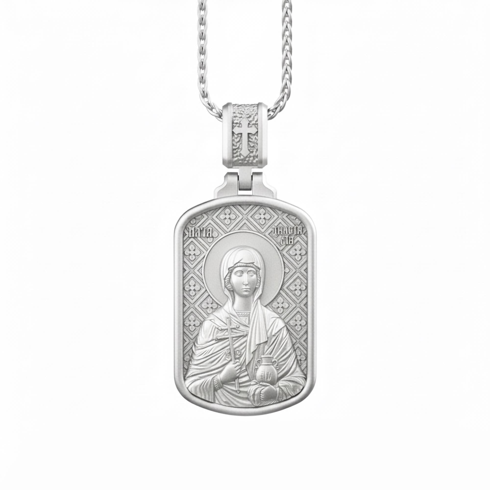 Saint Anastasia Pendant – Sterling Silver Orthodox Icon of St. Anastasia the Healer Necklace
