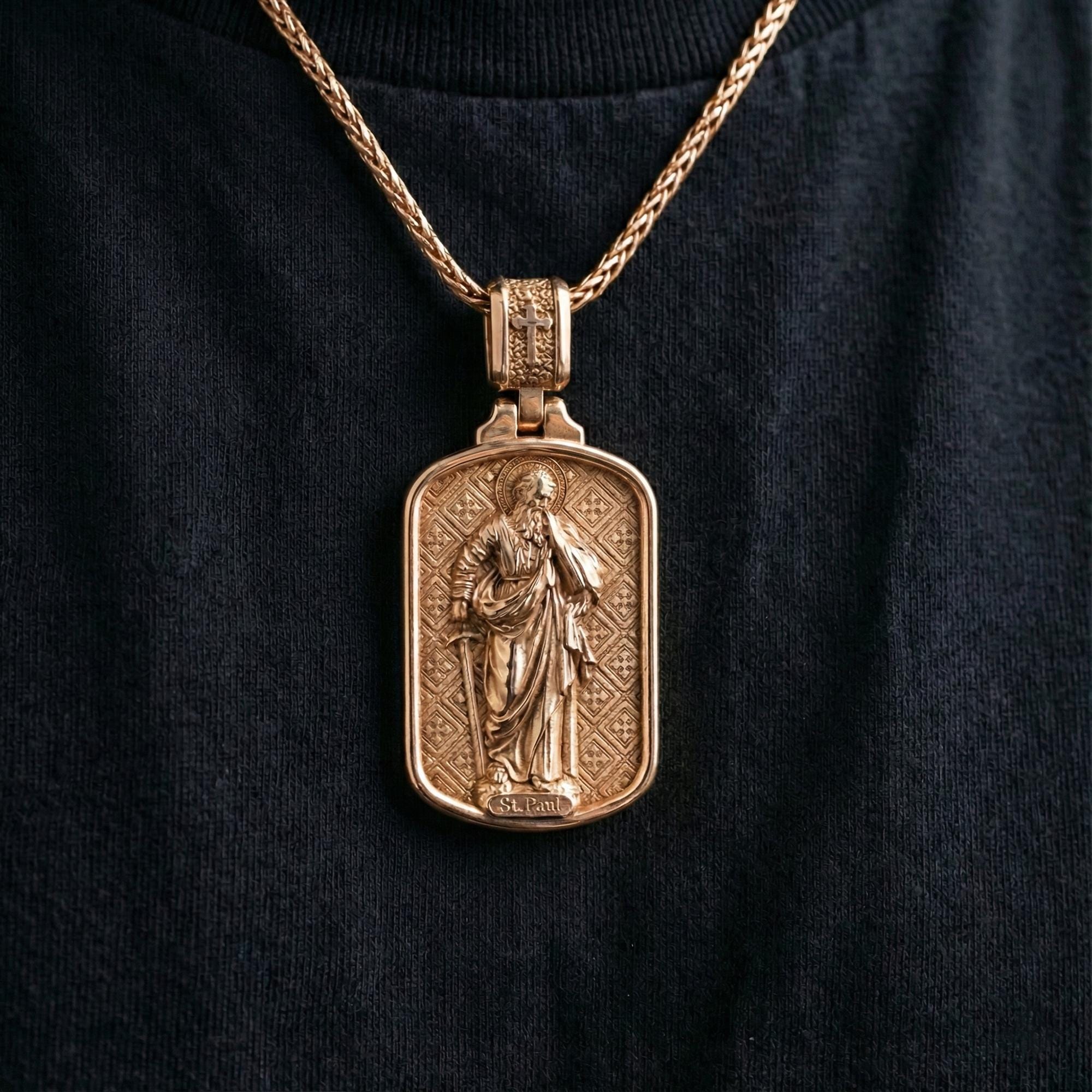 Saint Paul Pendant – Sterling Silver Dog Tag Style Engravable Christian Necklace