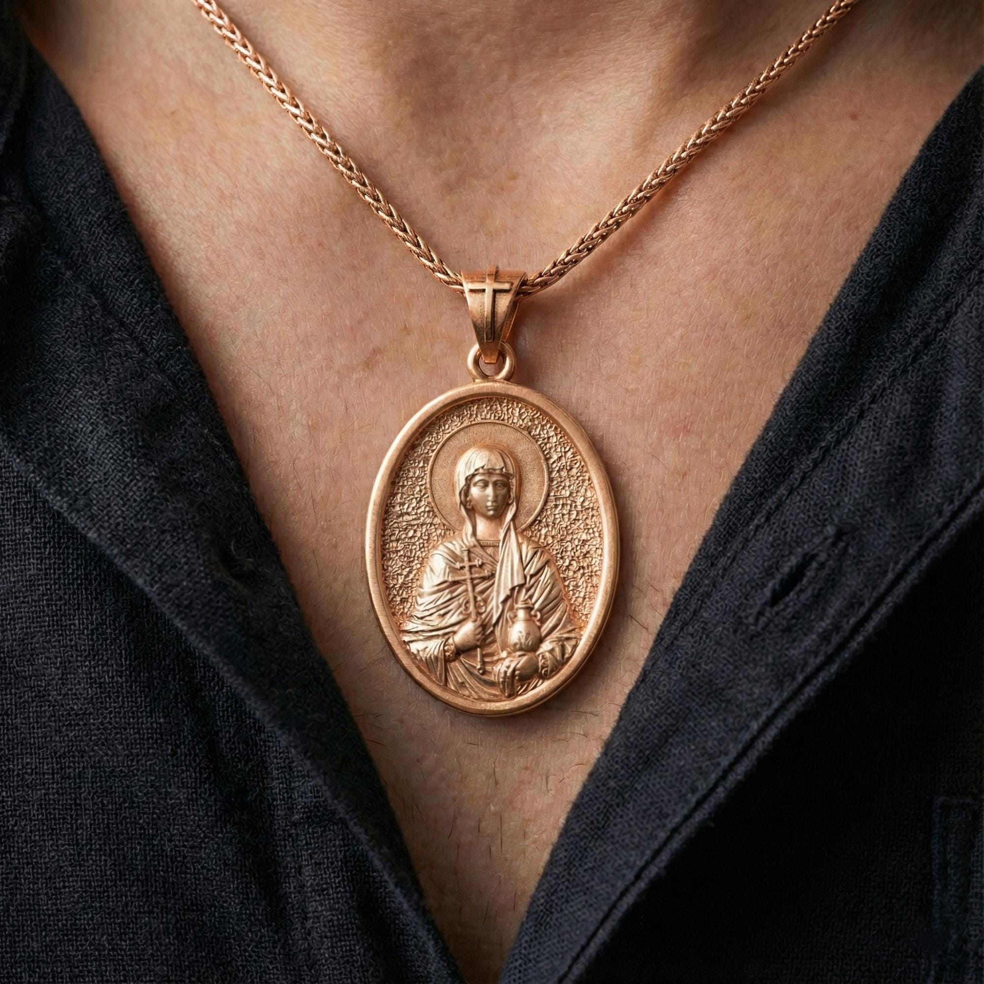 Oval Saint Anastasia Pendant – Sterling Silver Engravable Orthodox Christian Medal
